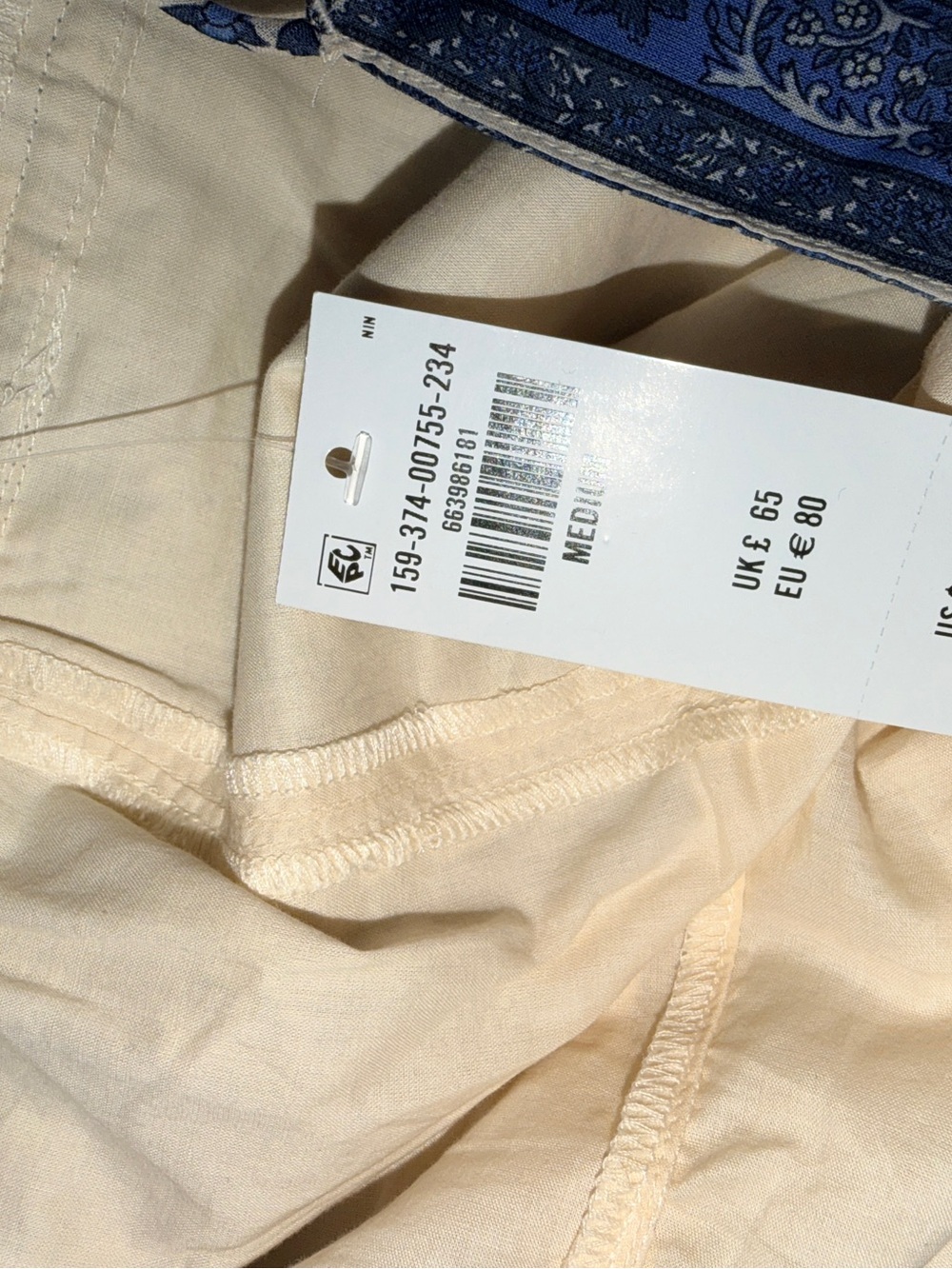 Abercrombie & Fitch Cream Lightweight Skort Dress with Blue Paisley Trim - Picture 6 of 6